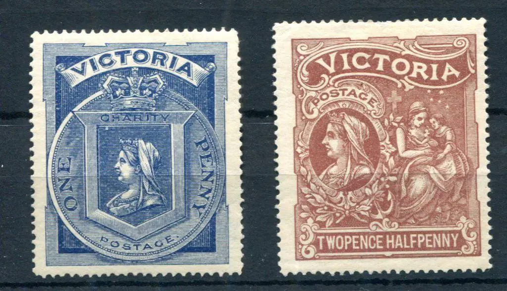 1897 Diamond Jubilee pair. MLH, 1d with small ... Image 1++