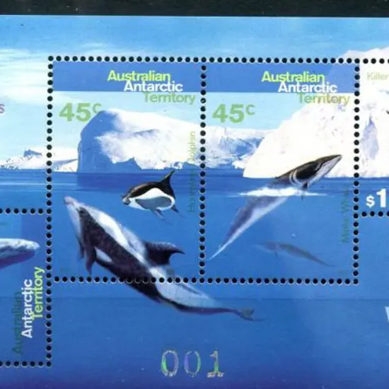 1995 Whales & Dolphins M/S's ovptd "Carl Lewis ...