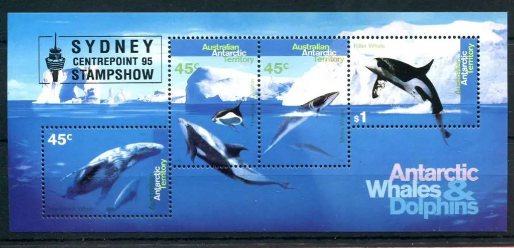 1995 Whales & Dolphins M/S ovptd "SYDNEY ... Image 1++