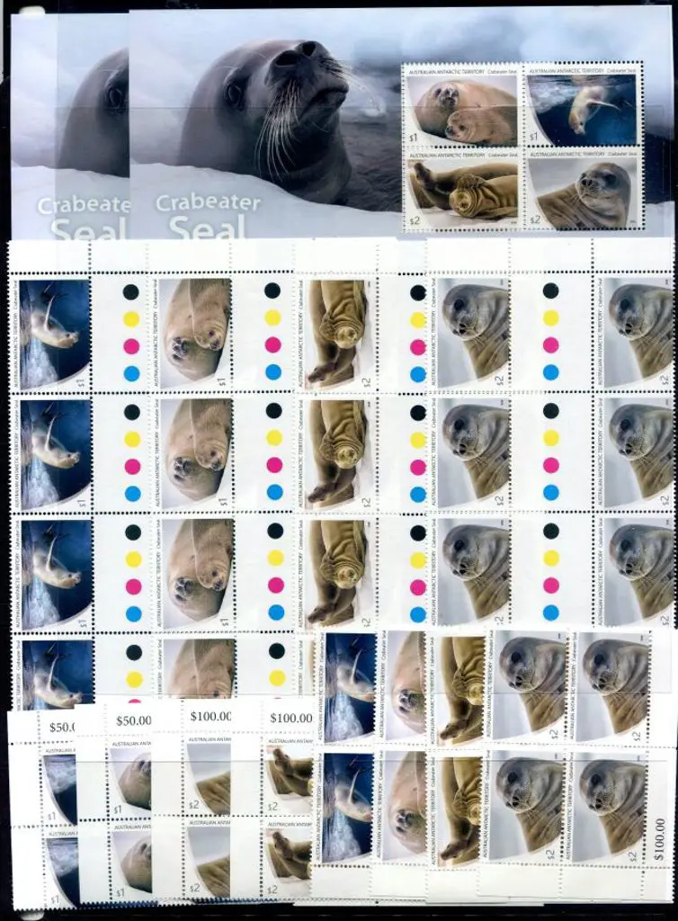 2018 Crabeater Seals sets of 4 in gutter blocks of ... Image 1++