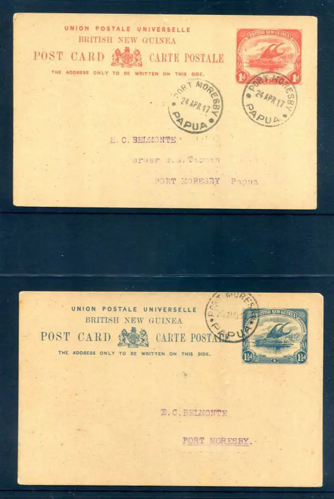 1917 1d scarlet & 1½d blue Post Cards with Port ... Image 1++