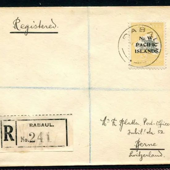 1919 (11th Mar) Rabaul Registered cover to ...