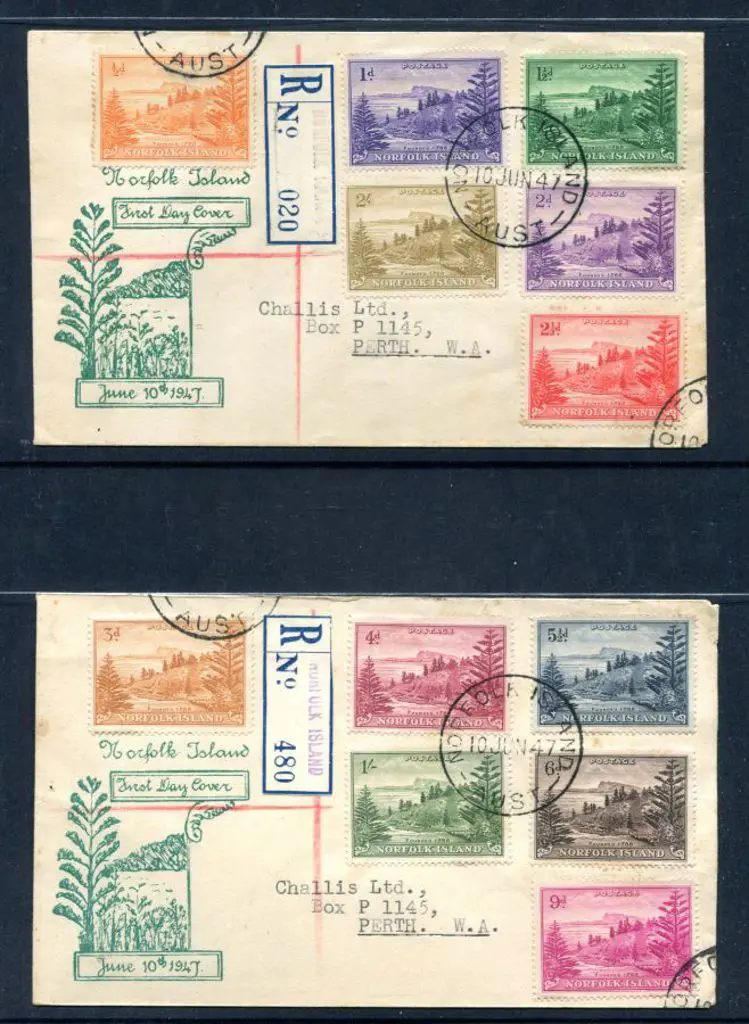 1947 (10th June) ½d to 2/- Ball Bay set of 12 on 2 ... Image 1++