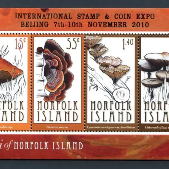 2010 $4.15 Fungi M/S's ovptd "Beijing 2010" in ...