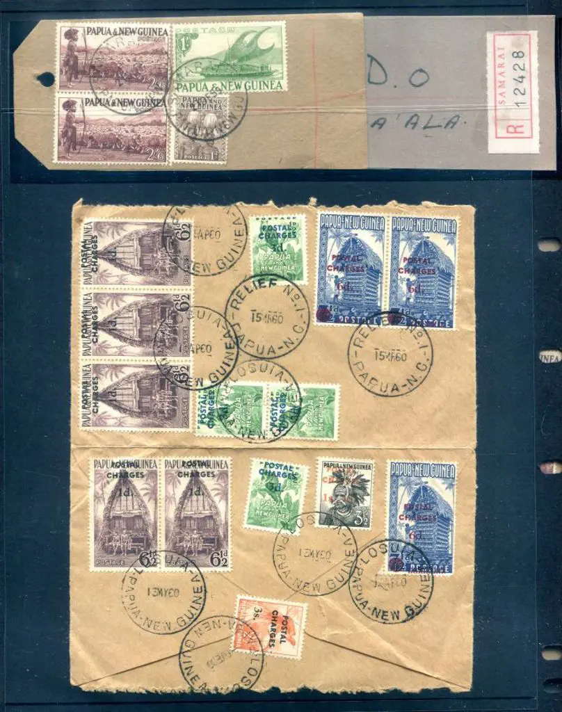 1960 (15th Mar) 7½d Hut with "6d POSTAL CHARGES" ... Image 1++