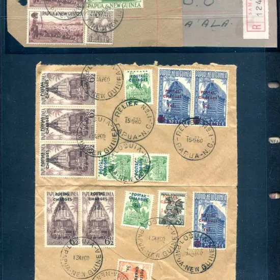 1960 (15th Mar) 7½d Hut with "6d POSTAL CHARGES" ...