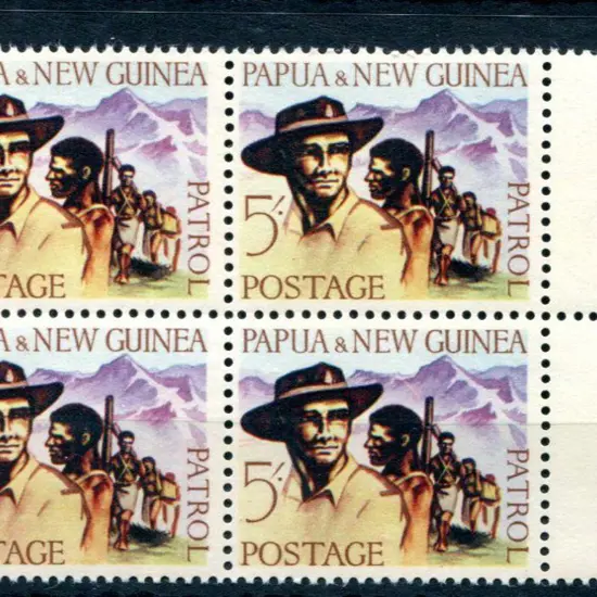 1962 5/- Patrol block of 4 with right selvedge ...