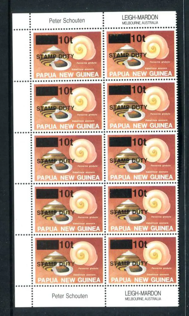 1989c 10t STAMP DUTY ovpt on 40t Shells in ... Image 1++
