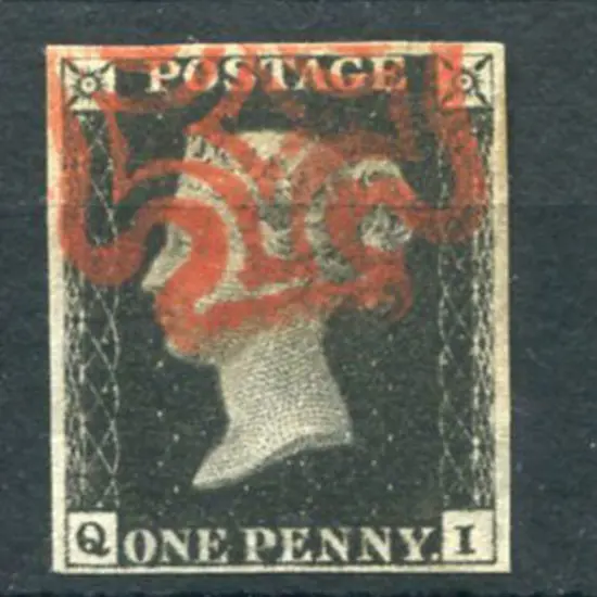 1840 1d intense black, Plate 5. Very fine used ...