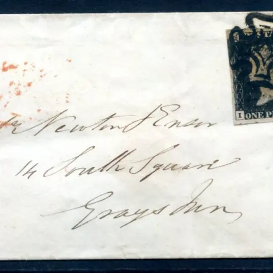 1840 1d intense black on small Gray's Inn ...