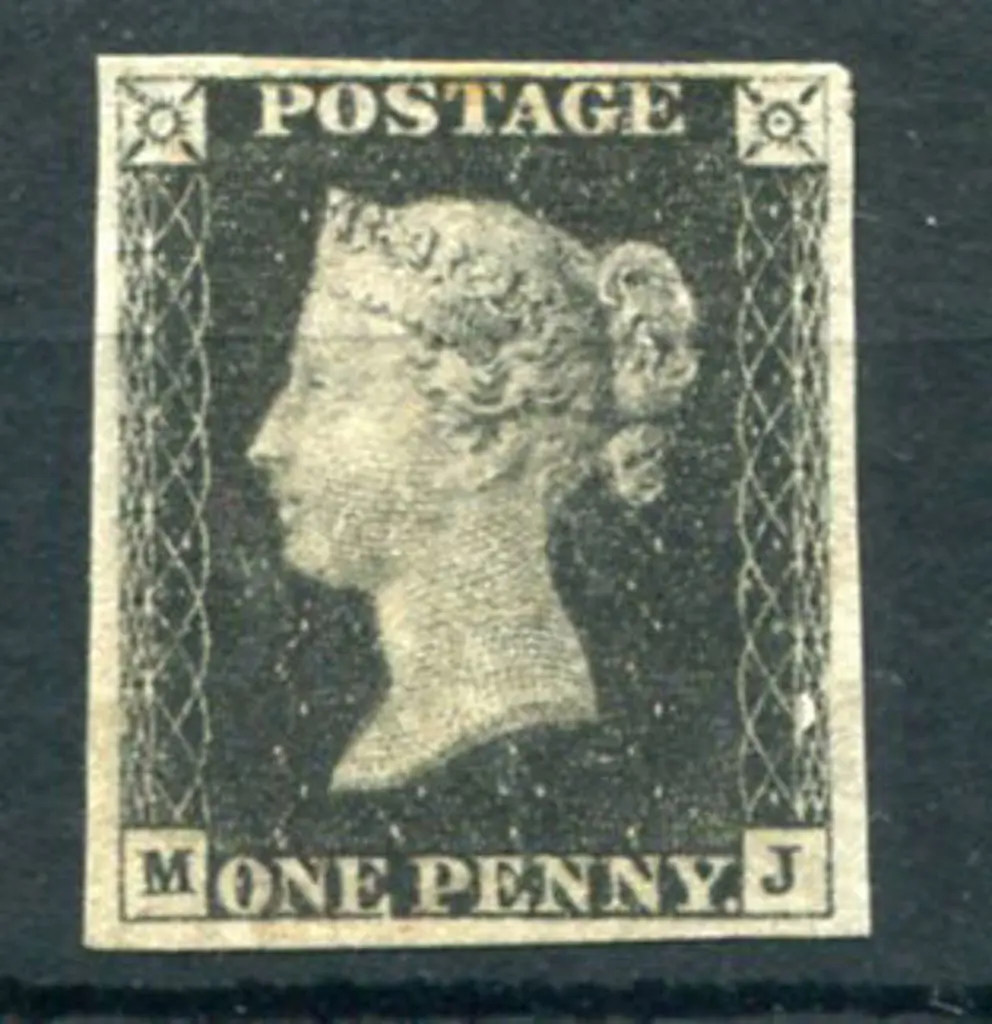 1840 1d black with 4 large even margins. Lettered ... Image 1++
