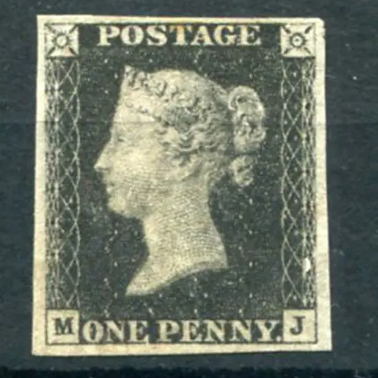 1840 1d black with 4 large even margins. Lettered ...