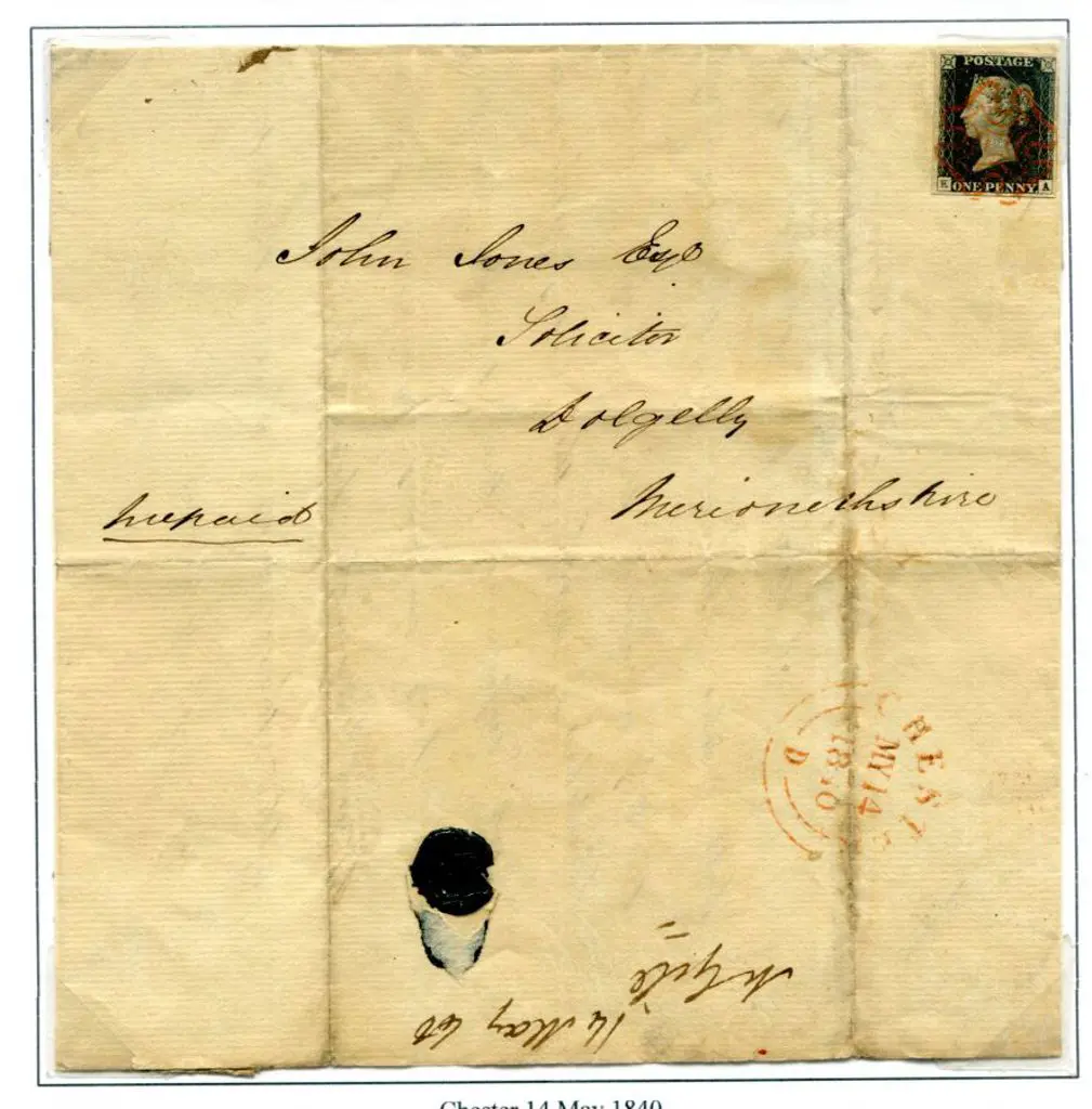 1840 1d black tied by red Maltese Cross to Wales ... Image 1++