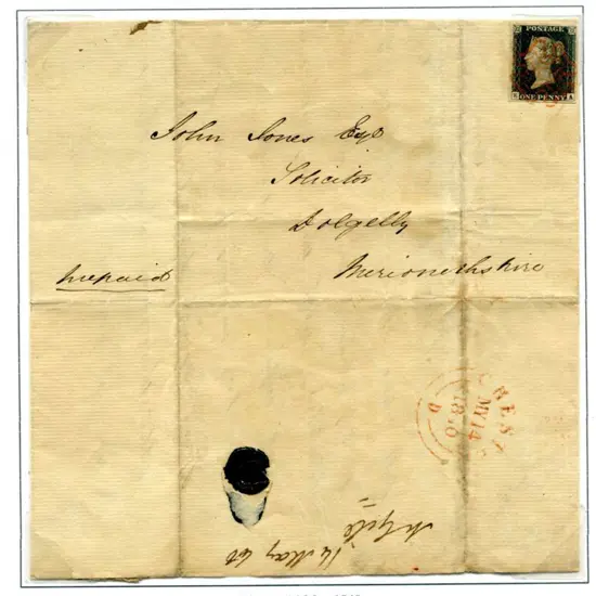 1840 1d black tied by red Maltese Cross to Wales ...