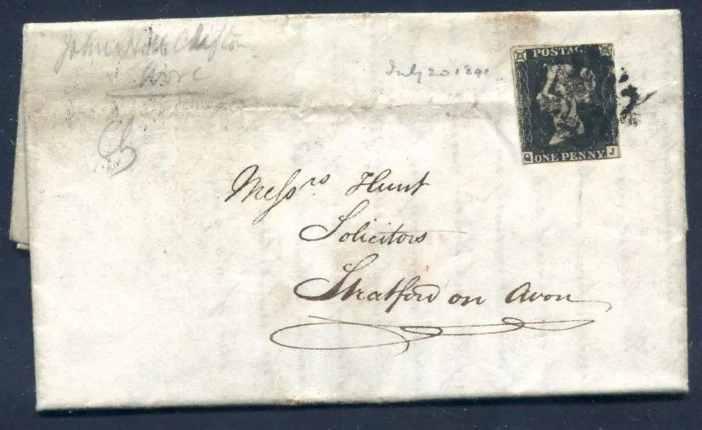 1841 (19th July) 1d black with close to touching ... Image 1++