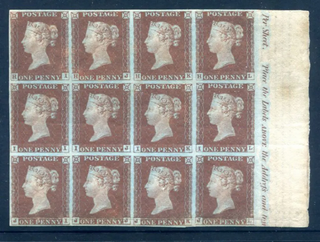 1843 1d red-brown QV imperf right marginal mint ... Image 1++