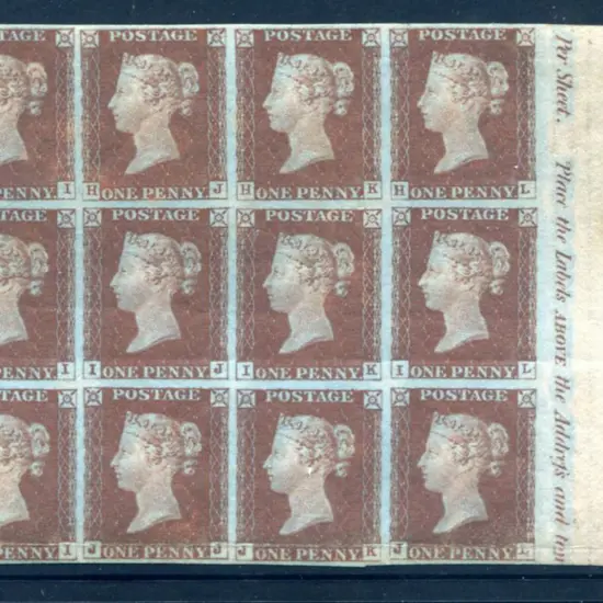 1843 1d red-brown QV imperf right marginal mint ...
