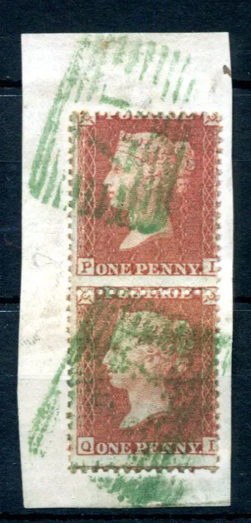 1854/57 1d red QV pair, large star wmk, perf 14, ... Image 1++