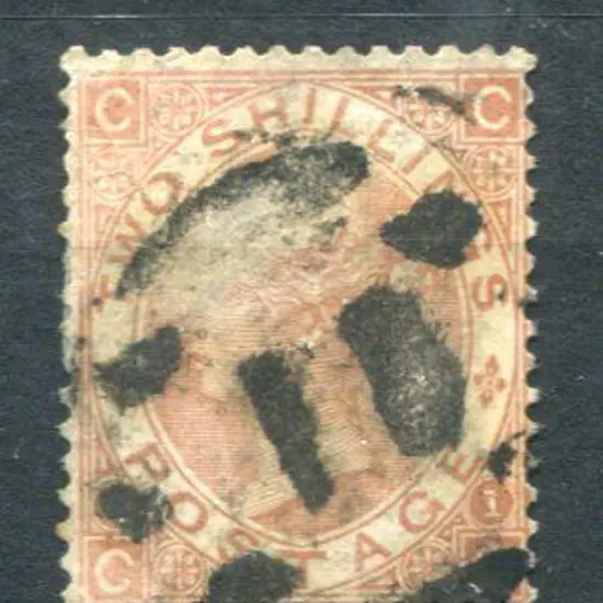 1867/80 2/- brown QV sound used with heavy smudged ...