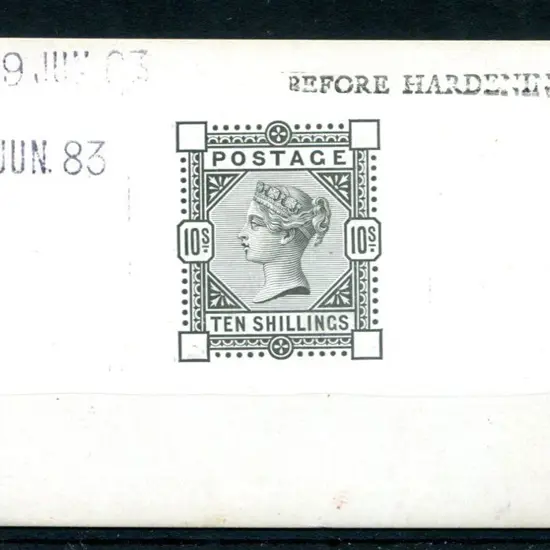 1884 10/- QV (SG 177) Die Proof in black on glazed ...