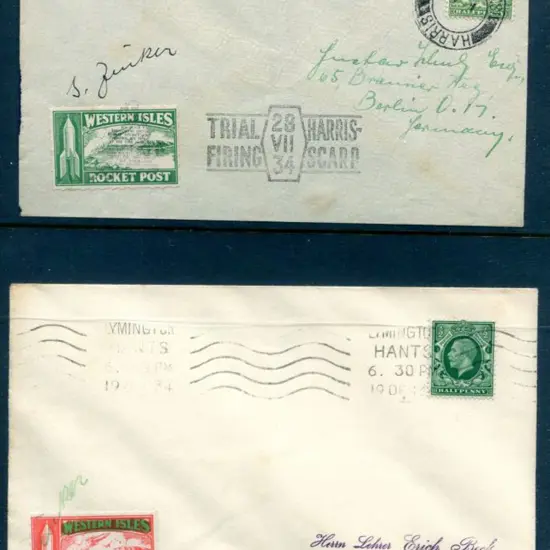 1934 (19th Dec) GPO Rocket Trials flight cover to ...