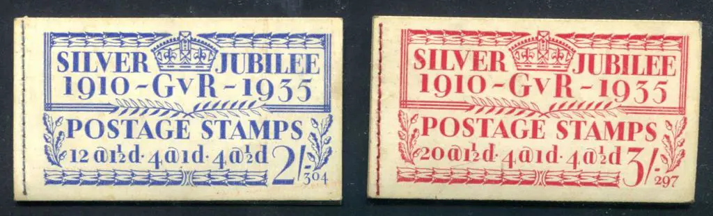 1935 2/- Silver Jubilee blue & 3/- red booklets. ... Image 1++