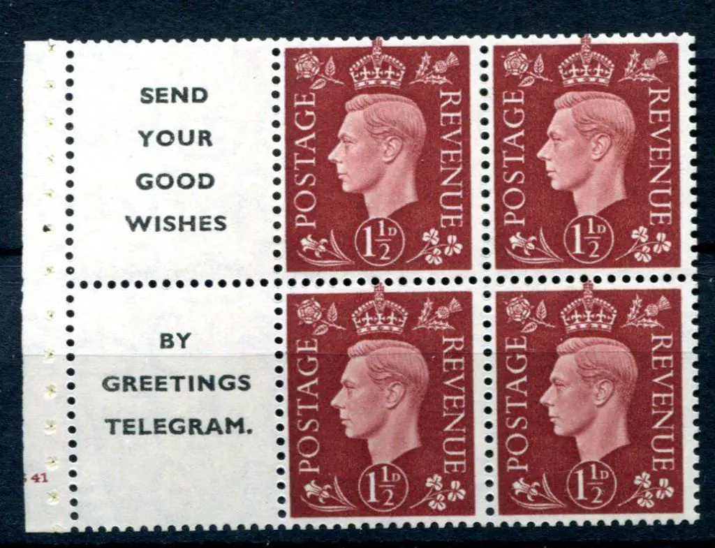 1937/47 KGVI 1½d red-brown booklet of 4+2 labels ... Image 1++