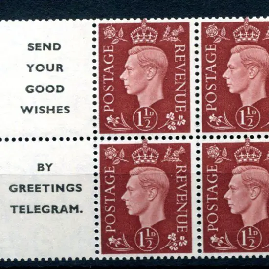 1937/47 KGVI 1½d red-brown booklet of 4+2 labels ...