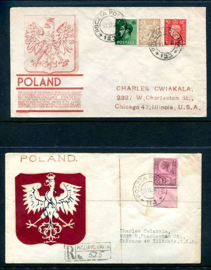 1944 & 1946 Polish Field PO covers to USA both ... Image 1++