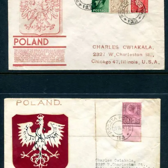 1944 & 1946 Polish Field PO covers to USA both ...