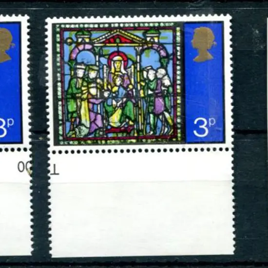 1971 3p Christmas with shifted yellow & olive plus ...