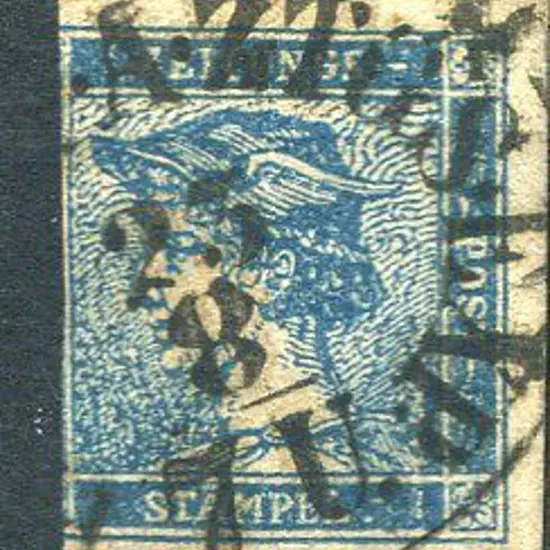 Austria 1851 blue Newspaper Stamp, type II with 3 ...