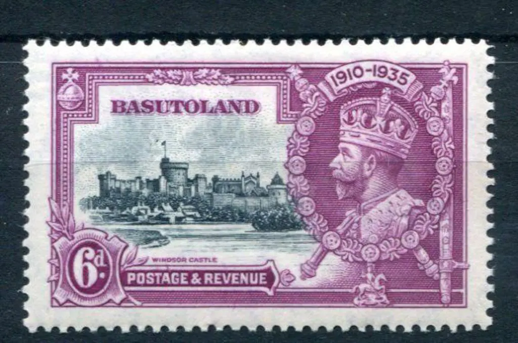 Basutoland 1935 6d Silver Jubilee with "Dot by ... Image 1++