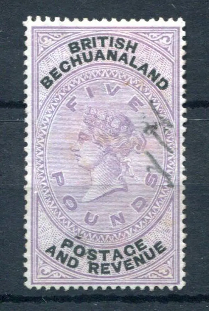 Bechuanaland1888 £5 lilac & black with small pen ... Image 1++