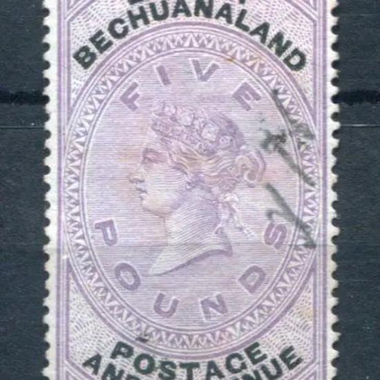 Bechuanaland1888 £5 lilac & black with small pen ...