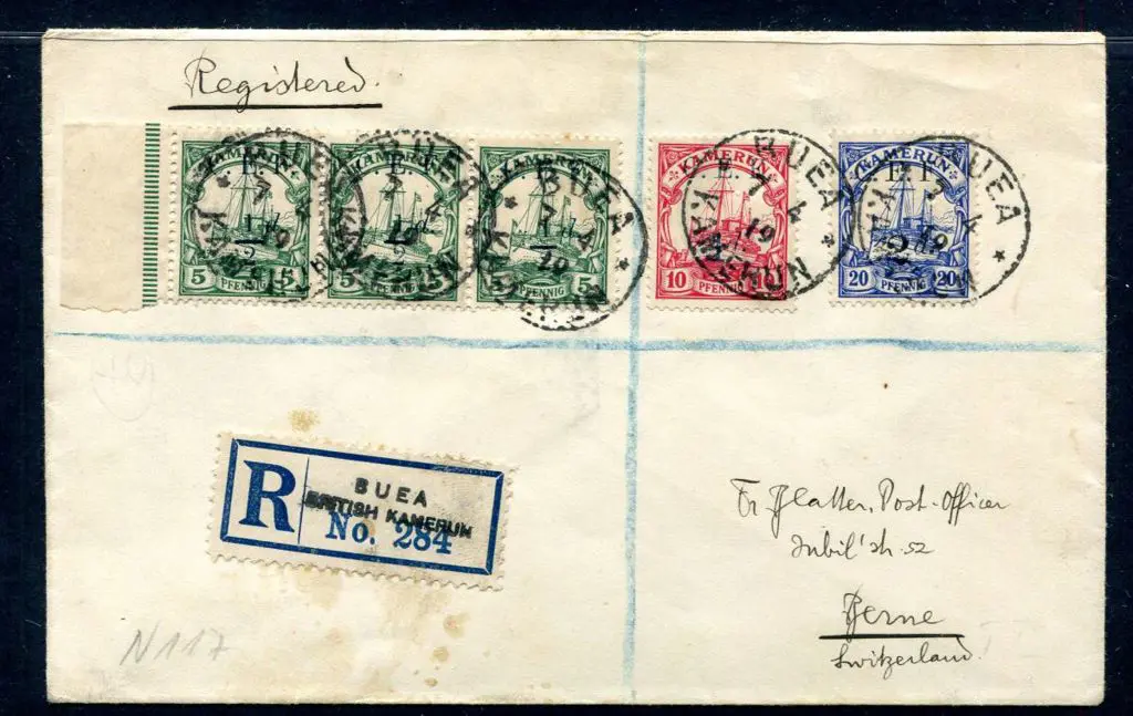 Cameroons (CEF) 1919 (7th Apr) ½d on 5pf strip of ... Image 1++