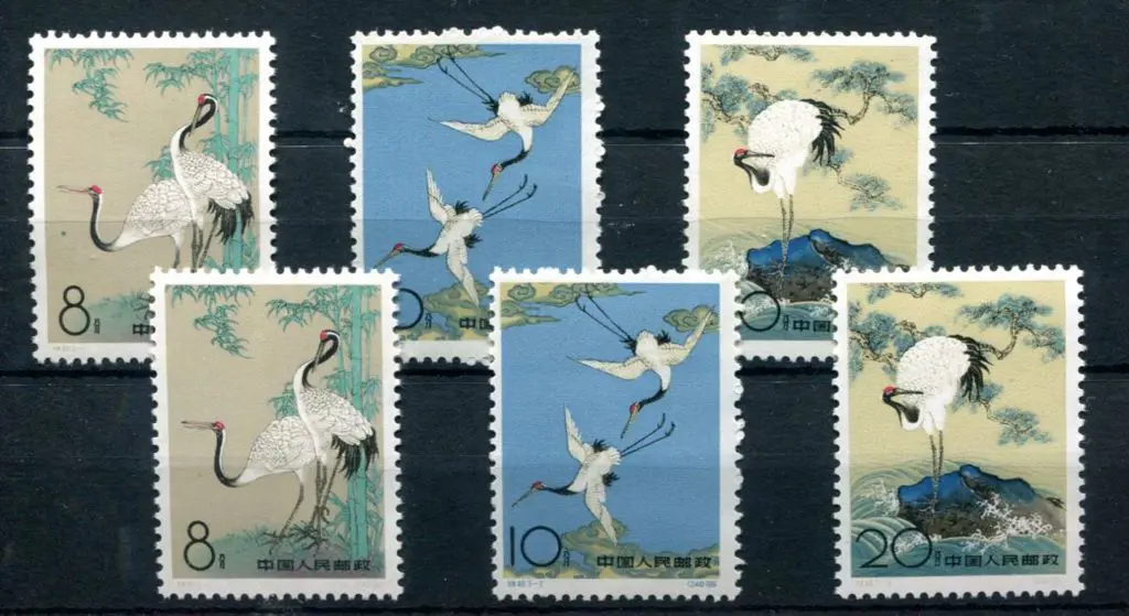 China 1962 Sacred Cranes sets of 3 x 2. Fresh MUH. ... Image 1++