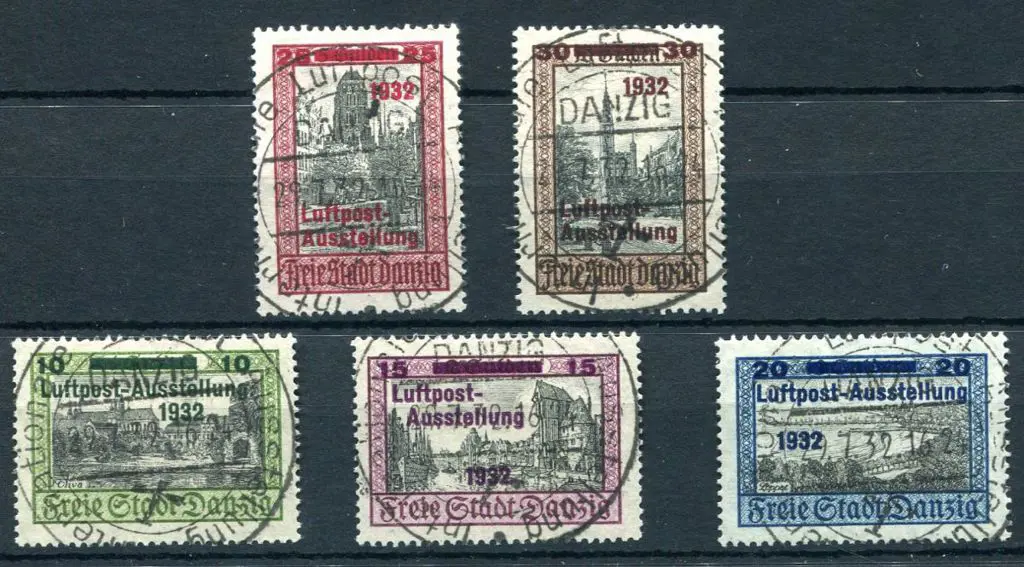 Danzig 1932 "Luposta" Exhib ovpts. Fine used with ... Image 1++