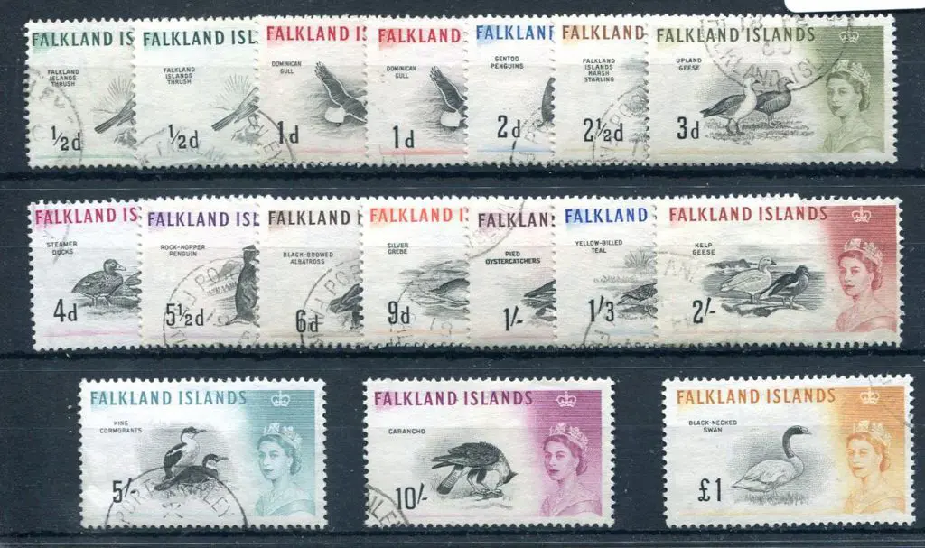 Falkland Islands 1960 Birds to £1 incl both ½d & ... Image 1++