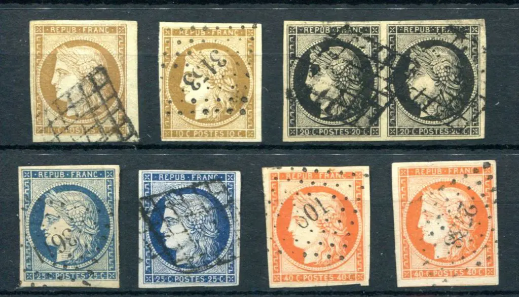 France 1848 10c (2), 20c pair, 25c (2) & 40c (2) ... Image 1++