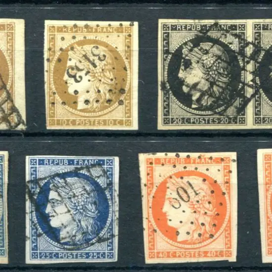 France 1848 10c (2), 20c pair, 25c (2) & 40c (2) ...