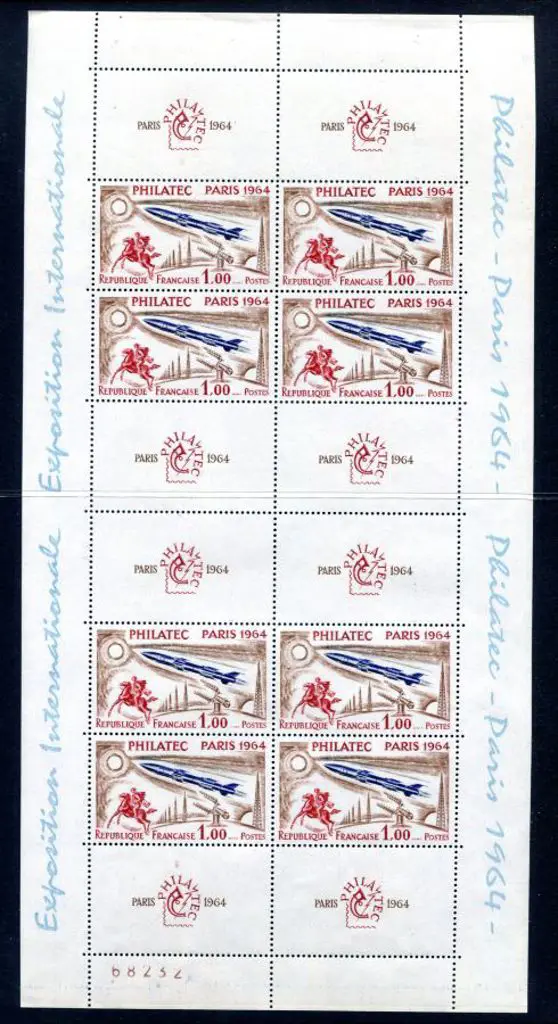 France 1964 Philatelic sheetlet of 8 + 8 logo ... Image 1++