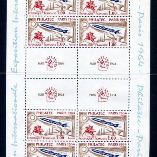 France 1964 Philatelic sheetlet of 8 + 8 logo ...