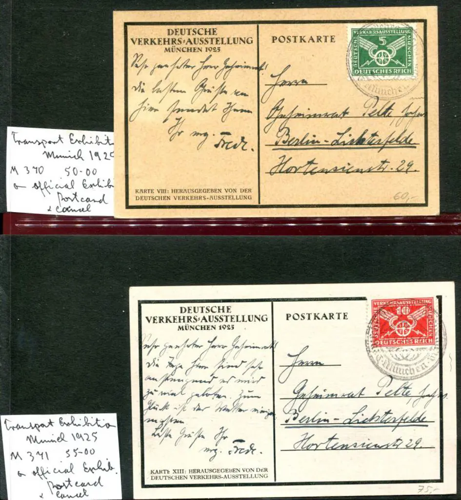 Germany 1925 5pf & 10pf Munich Exhibition tied by ... Image 1++