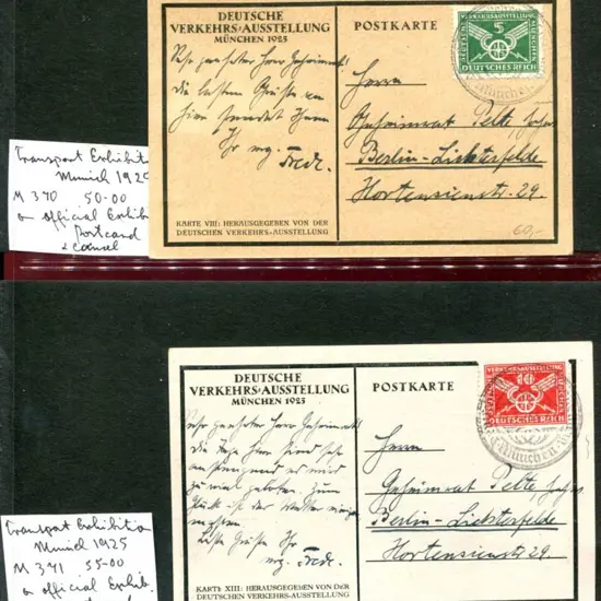 Germany 1925 5pf & 10pf Munich Exhibition tied by ...