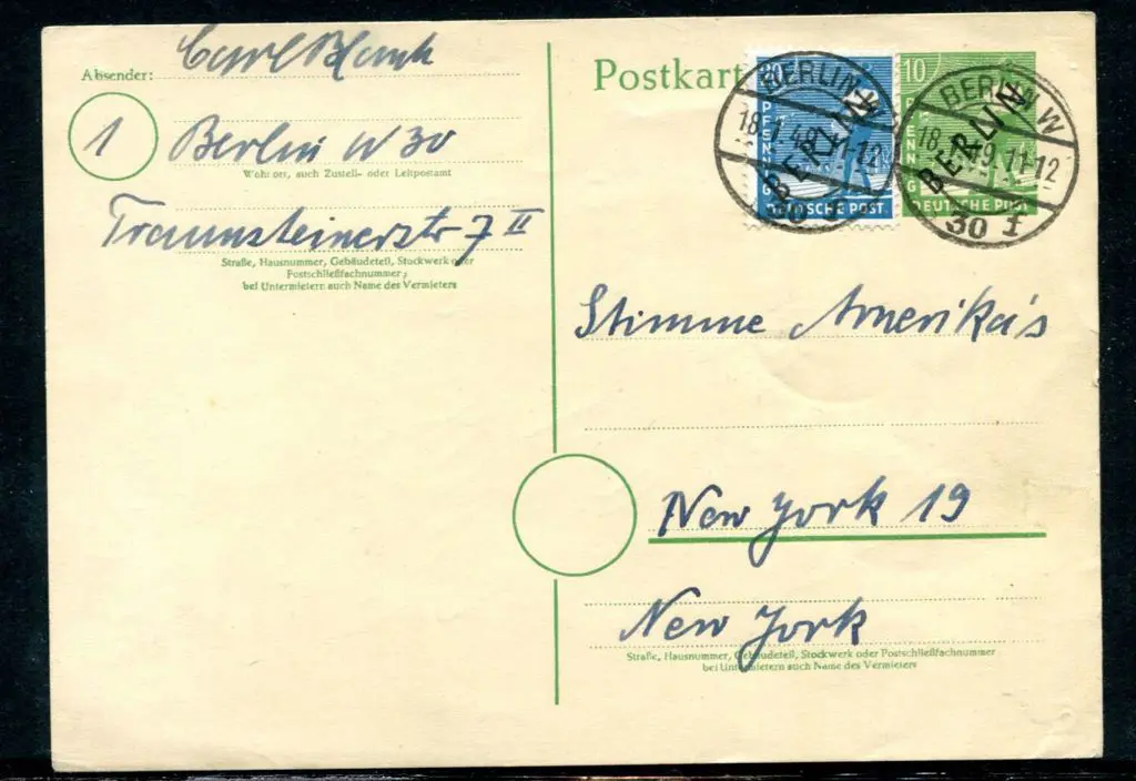 Germany 1949 10pf green pre-stamped postcard (H.G. ... Image 1++