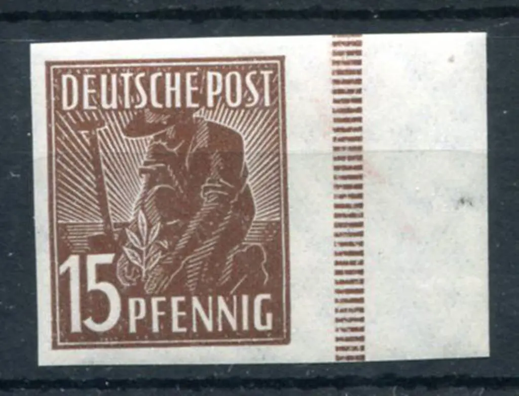 Germany-Allied Zone 1947 15pf brown defin in right ... Image 1++