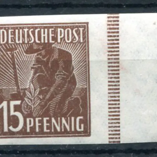 Germany-Allied Zone 1947 15pf brown defin in right ...