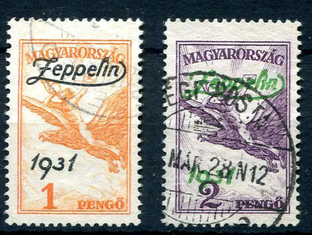 Hungary 1931 Zeppelins Airs pair. Fine used. SG ... Image 1++