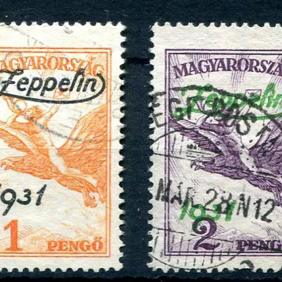 Hungary 1931 Zeppelins Airs pair. Fine used. SG ...